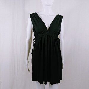 ZARA Collection Basic T-Shirt Size Large Tie Sides Plunging Neckline Black Dress